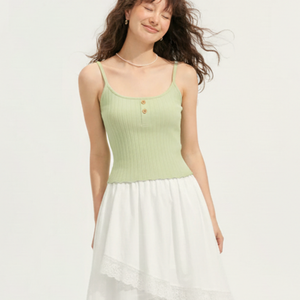 Camiseta sin mangas de punto acanalado con botones frontales para mujer, camiseta sin mangas ajustada con tela transpirable, ideal para usar en capas y para el verano - Product Image 1