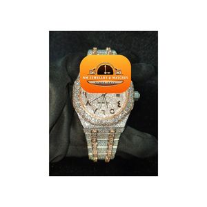 นาฬิกาข้อมือ NM JEWELLRY WATCHES หรูหรา ประดับเพชร สำหรับผู้ชาย ระบบควอตซ์ ขนาด 42 มม. ตัวเรือนสแตนเลส หน้าปัดอะนาล็อก กระจกคริสตัล ดีไซน์หรูหรา วินเทจ เรียบง่าย - Product Image 1