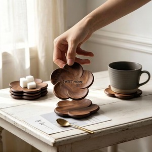 Handcrafted Wooden Coasters with Holder for Home Decor Kitchen and Restaurant At <b>Cheap</b> Price - Product Image 4