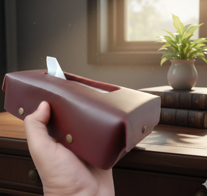 Boîte à mouchoirs et porte-serviettes en cuir véritable fait main, luxe moderne, pour la maison, la cuisine, la voiture, la décoration de table - Product Image 1