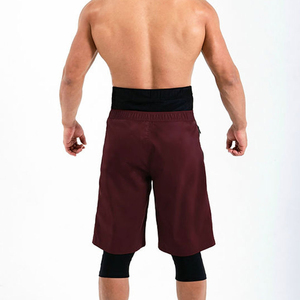 Shorts de Playa Tejidos Color Granate para Hombre, Cintura Media, Cordón Ajustable, Secado Rápido, Casuales, con Servicio OEM e Impresión de Logotipo Personalizado - Product Image 3