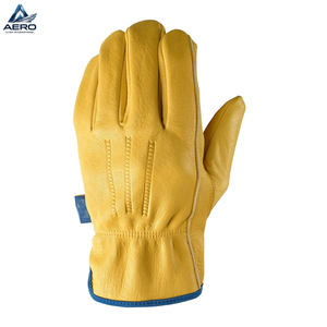 Heavy-Duty Reinforced Palm Patch Comfortable & Breathable Daily Industrial Use Multipurpose Yellow Leather Safety Drive <b>Gloves</b> - Product Image 3