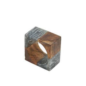 Etched Round Resin & Wooden Napkin Rings | Decorative Engraved Wood Holders for Modern Dining Wedding Decor and Table Styling - Product Image 3