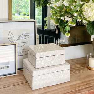 White Mother of Pearl Decorative Storage <b>Box</b> Handmade Shell Inlay Keepsake Organizer Jewelry <b>Trinket</b> <b>Box</b> Set Bedroom Neatening - Product Image 3