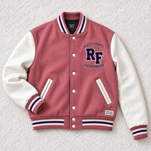 Blousons de baseball brodés en gros, unisexe, style universitaire, personnalisables, avec fermeture à boutons-pression sur la poitrine, poignets rayés, streetwear, OEM ODM - Product Image 3