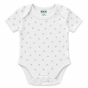 Ropa Deportiva Personalizada para Bebé, Mameluco de 3/6 Meses, Blanco con Estrellas Grises, 100% Algodón, Manga Corta - Product Image 1