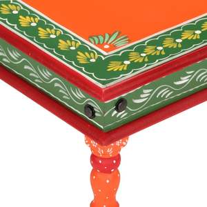 โต๊ะกาแฟไม้มะม่วงแท้หลากสีขนาดกะทัดรัดพร้อมฐานสีส้ม แข็งแรงทนทาน - Product Image 4