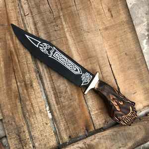 มีดล่าสัตว์แบบใบตายตัวจาก Product Palace LLC ผลิตจากเหล็กกล้าคาร์บอนสูง พร้อมด้ามไม้ ของขวัญสำหรับเขา - Product Image 4