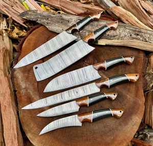 Ensemble de couteaux de cuisine professionnels en gros avec manches en bois de rose, fabriqués au Pakistan, qualité industrielle, manche en Micarta, OEM - Product Image 1