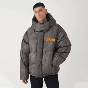 Chaqueta de Invierno Acolchada Personalizada al por Mayor para Hombre con Capucha Desmontable, Tejido de Lona Impermeable, Estilo Urbano - Product Image 1