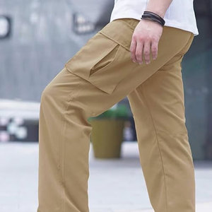 Pantalon baggy de style urbain pour hommes en tissu doux, pantalon cargo baggy confortable pour hommes avec un style streetwear décontracté - Product Image 4