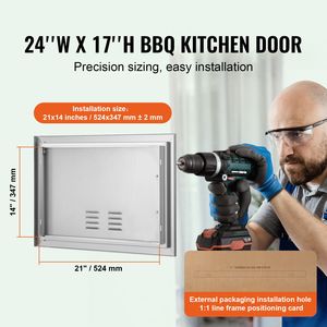 Sportello di Accesso BBQ a Incasso in Acciaio Inossidabile 24W x 17H Pollici per Cucina Esterna, Accessori Singoli per Armadietti Verticali da Cucina - Product Image 2
