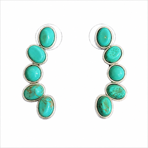 Boucles d'oreilles ovales en turquoise, boucles d'oreilles turquoise style cowgirl, bijoux turquoise faits à la main de style western bohème pour femmes - Product Image 5