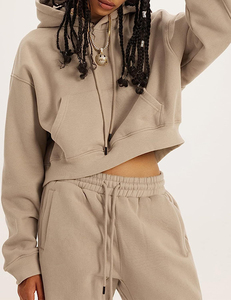 2026 Women's Autumn New Style Sweatshirt Pullover Hoodies and Wide Leg <b>Trousers</b> Top Solid Color Custom Your logo Two Pieces Set - Product Image 4