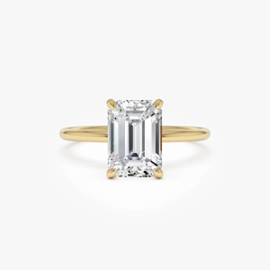 Bague de fiançailles en or jaune de luxe pour femme, diamant taille émeraude 2 carats, style classique, pierre naturelle - Product Image 2