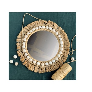 Accesorios de Pared, Espejo de Cuerpo Entero de Macramé Estilo Nórdico, Espejo de Pared para Dormitorio o Sala de Estar - Product Image 5