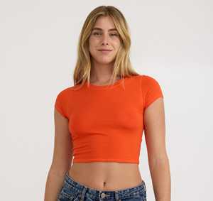 T-shirt court ajusté pour femme, style Y2K, en mélange de coton premium, à manches courtes, marque distributeur, fournisseur - Product Image 2