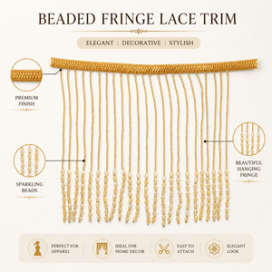 Gold Polyester Beaded Fringe <b>Lace</b> Trim Decorative Hanging Crystal Bead Tassel Border for Curtains Garments Home Decor - Product Image 6