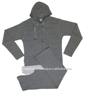 Ensemble de jogging respirant de haute qualité en coton et rayonne gris chiné grande taille pour femmes adultes, personnalisable avec logo, idéal pour le printemps - Product Image 1