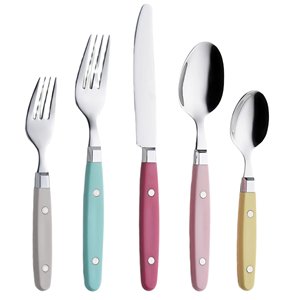 Ensemble de couverts modernes en métal avec manche en bambou violet, finition miroir, compatibles lave-vaisselle, pour mariages, dîners et services de table - Product Image 3