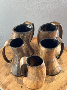 Mug à boire artisanal REHMAN CRAFT en corne naturelle, style rustique vintage, écologique, verre à bière, pour mariage, usage domestique - Product Image 1