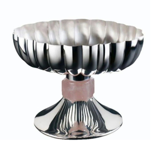 Bol sur pied cannelé en argent de luxe, élégante coupelle à fruits en métal festonné, pièce maîtresse pour la décoration intérieure de luxe, les hôtels et les cadeaux - Product Image 2