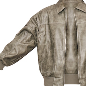 Custom Washed Green Distressed Faux Leather Sorority Oversized <b>Longline</b> Jacket <b>Women</b> Wholesale Direct Factory Supplier Low MOQ - Product Image 4