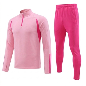 Men's 2 Piece Athletic Tracksuit Set Blue Half-Zip <b>Top</b> With Purple Accents And <b>Navy</b> Jogger Pants Autumn Sporty Fit - Product Image 4