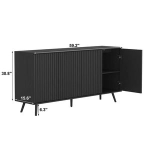 Credenza Lunga a 4 Ante in Legno, Mobile Buffet, Consolle, Bar Caffè, Armadietto Contenitore - Categoria Prodotti - Product Image 5