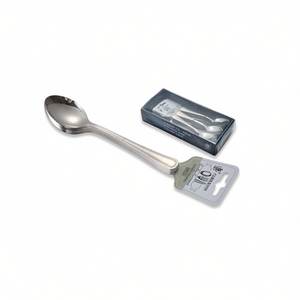 Cuillère en métal argenté de 13 cm au design moderne avec finition miroir pour les fêtes – Durable et agréable pour servir - Product Image 2