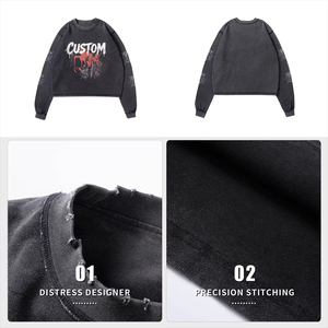 Sudadera Personalizada de Estilo Urbano con Cuello Redondo, Estampado Gráfico Extra Grande con Efecto de Goteo, Unisex, de Algodón Tejido, Manga Larga, Corte Regular - Product Image 5