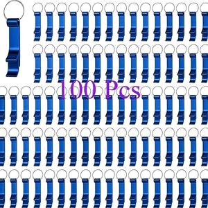 100 Pezzi Apribottiglie Portachiavi in Acciaio Inossidabile Resistente con Testo Inciso e Anello per Bomboniere Matrimonio e Feste - Product Image 1
