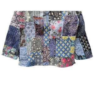 Veste matelassée Kantha unisexe faite à la main, coton biologique indien, style bohème, patchwork, respirante, tissée, réversible, écologique - Product Image 5