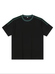Camiseta de Verano para Hombre, Cuello Redondo, Color Sólido, Manga Corta, Mezcla Microelástica, Corte Regular, Hombros Caídos, Transpirable, Informal - Product Image 2