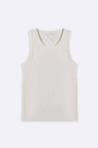 Débardeur pour homme fabriqué au Pakistan, de qualité supérieure, blanc, côtelé, sans manches, col rond, ajusté, en coton, vêtement décontracté moderne - Product Image 3