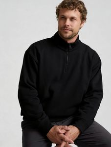 Best Selling Plain White Color <b>Men's</b> Quarter Zip Sweatshirts Comfortable Fabric Loose Fit High Street Style Zipper Sweatshirts - Product Image 5