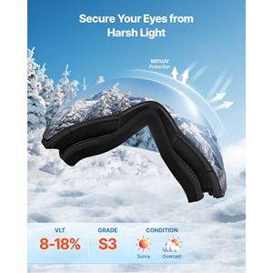 Occhiali da Sci Senza Montatura per Uomo e Donna con Lente Sferica Argentata e Rivestimento Revo, Occhiali da Neve Antiappannamento OTG con Montatura a V in TPU - Product Image 3