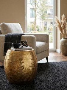 Home Poetry Modern <b>Round</b> Coffee <b>Table</b> With Hammered Finish 42 Cm Diameter Living Room Furniture Contemporary Design - Product Image 2