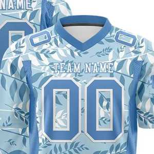 Camiseta de Fútbol Americano Sublimada Personalizada con Cuello en V, Manga Corta, Transpirable, con Diseño de Plantas, Nombre del Equipo y Número 00 para Hombre - Product Image 2