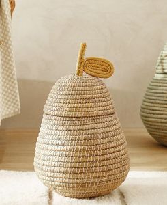 Cesta de Mimbre en Forma de Pera Única, Organizador de Juguetes para Niños Tejido Naturalmente, Almacenamiento Ecológico Práctico para el Hogar, Cesta Decorativa para Guardería - Product Image 1