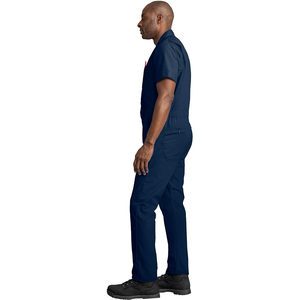 Combinaison de travail à manches courtes bleu marine pour homme, couleur unie, hiver, décontractée, tissu et impression personnalisés - Product Image 3