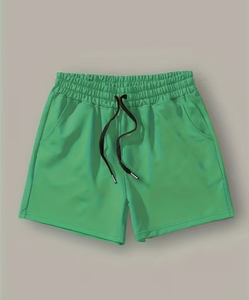 Men <b>White</b> Solid Color Board <b>Shorts</b> Mid Waist Drawstring Quick Dry Casual <b>Swim</b> Trunks with Pockets - Product Image 3