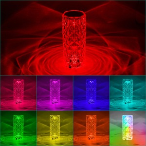 Dimmable Cristal Diamant Rose LED Veilleuse Lampe De Table 16 Changement De Couleur Rechargeable Télécommande Tactile Atmosphère Bar Style - Product Image 5