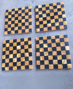 Sous-verres ronds en bois et résine de style nordique, en bois d'acacia naturel de qualité supérieure et incrustation en époxy bleu, tapis de table écologiques, vente en gros - Product Image 2