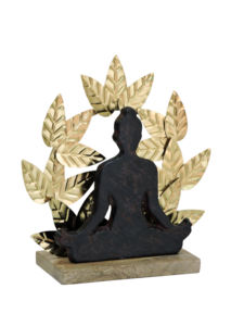 Escultura Metálica de Buda Meditando con Fondo de Hoja de Bodhi Dorada, Figura Decorativa Zen para el Hogar - Product Image 6
