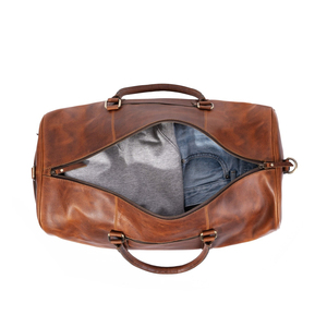 Leather Rolling Duffle Travel Duffel Trolley <b>Bag</b> With <b>Wheels</b> for Men & Women 21-inch Overnight Cabin use in Travelling oem - Product Image 3