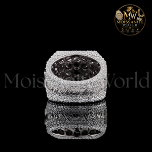 Anillo Moissanite World para Hombre, con Incrustaciones de Diamantes, Plata 925, Bañado en Rodio, Estilo Hip Hop, con Nombre Personalizado, Joyería de Cóctel - Product Image 3