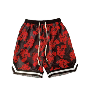 Shorts de bain pour hommes en polyester respirant avec logo personnalisé, taille mi-haute élastique, poches, pour le surf, logo imprimé en relief sur la taille - Product Image 5