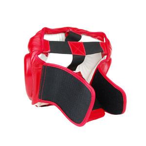 Casque de boxe en cuir PU, protection sportive pour la tête, rouge et noir, unisexe, taille adulte universelle, fermeture à boucle, casques de kick-boxing - Product Image 5