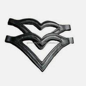 Banda de cuero negro para cejas de caballo, banda de doble forma de V hecha a medida, canal vacío de alta calidad, completamente cosida, con relleno, venta al por mayor - Product Image 1